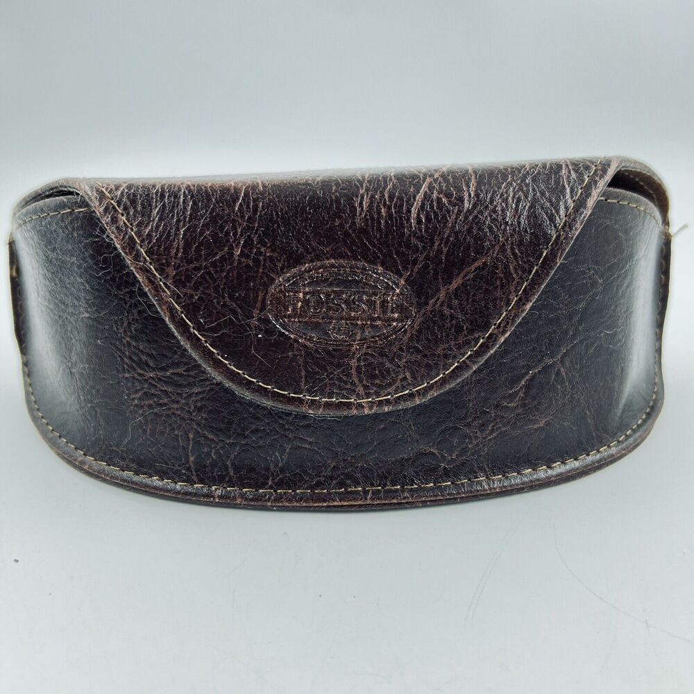 Fossil Magnetic Brown Faux Leather Distressed Eyeglass Sunglass Storage Case